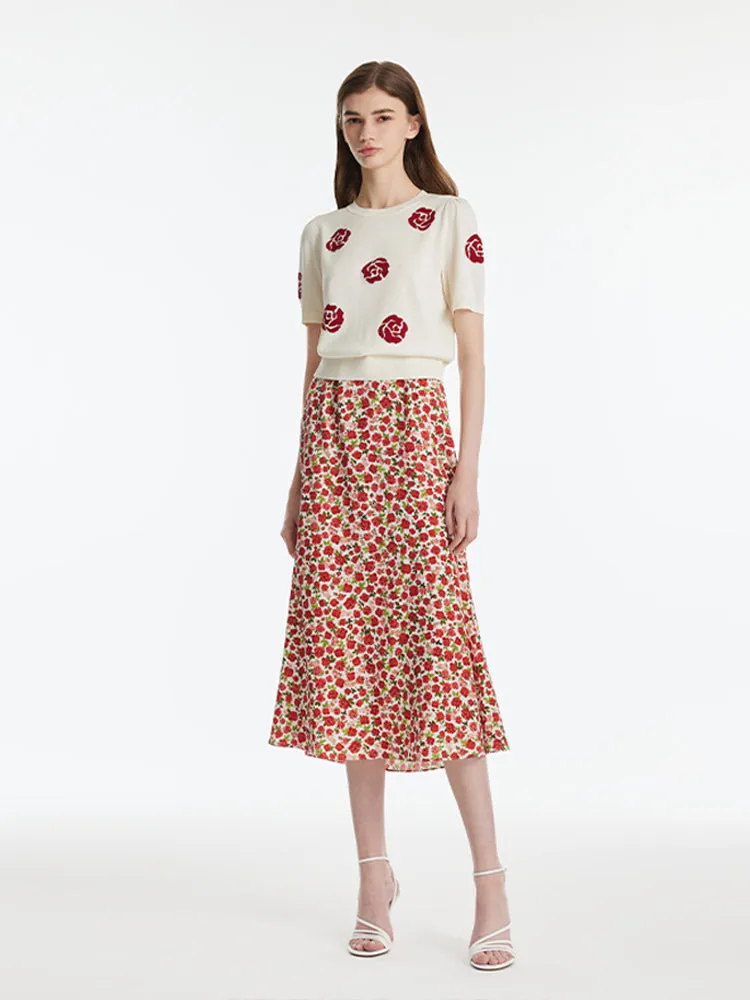 Tencel Rose Jacquard Women Knit Top sold by Goelia product image thumbnail 2