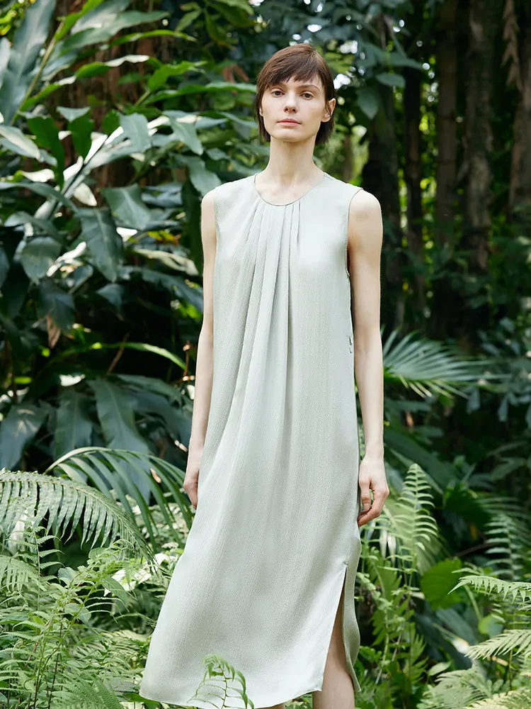 19 Momme Mulberry Silk Pleated Women Midi Dress With Belt sold by Goelia product image thumbnail 3