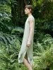 19 Momme Mulberry Silk Pleated Women Midi Dress With Belt sold by Goelia