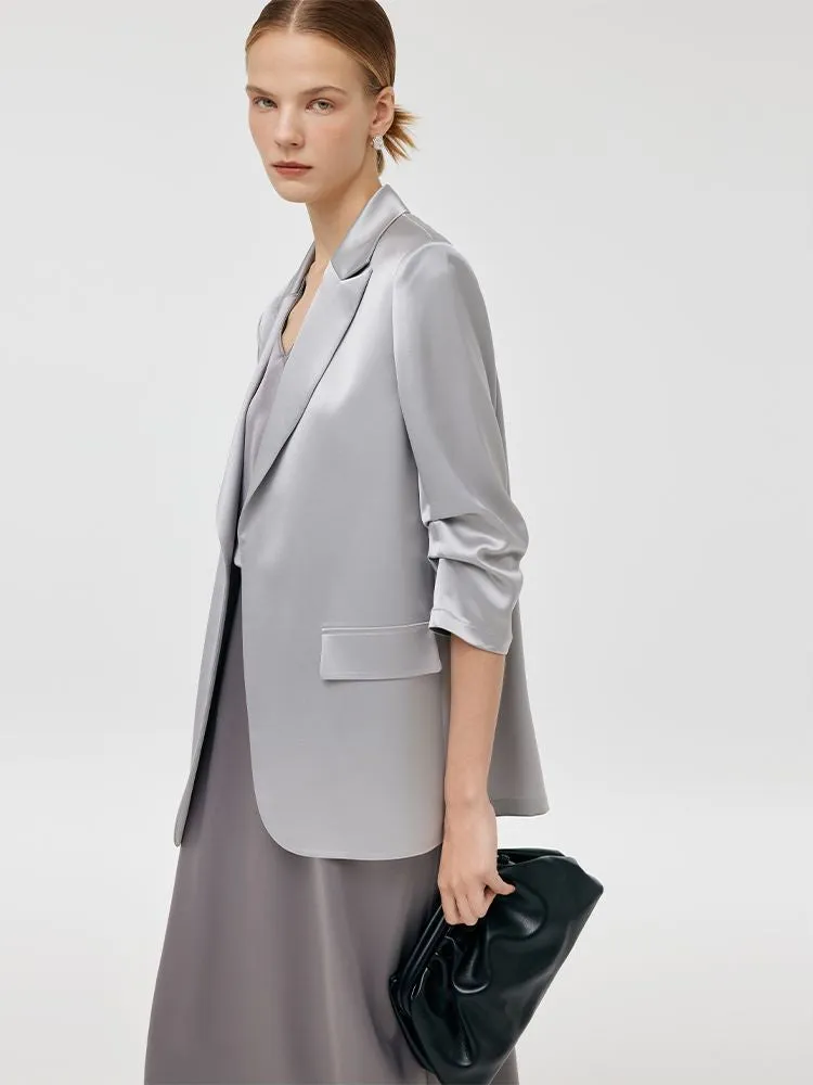 Acetate 3/4 Ruched Sleeves Women Blazer sold by Goelia product image thumbnail 4