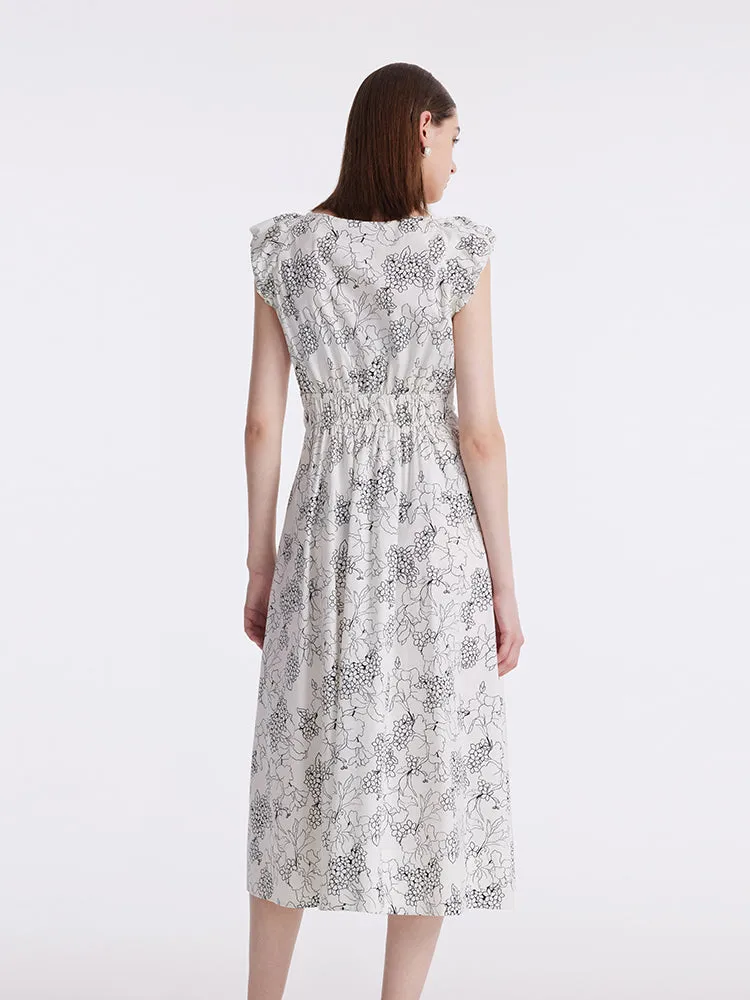 Iris Print Gathered Waist Women Midi Dress sold by Goelia product image thumbnail 5