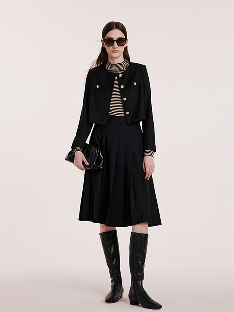 Black College Style Short Women Jacket And Skirt Set sold by Goelia product image thumbnail 3