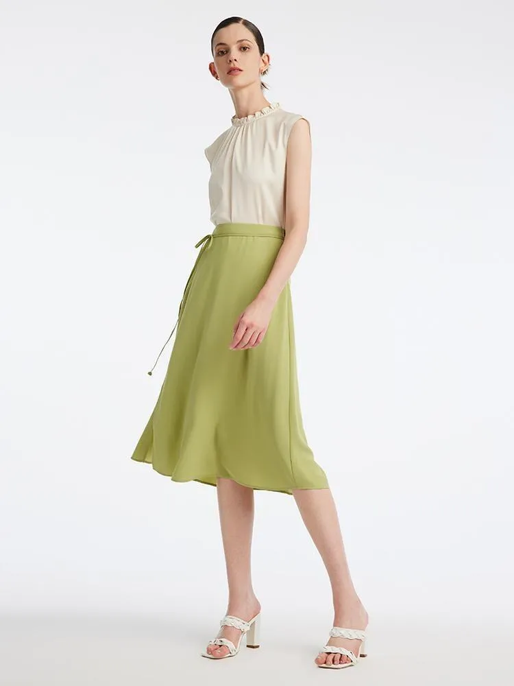 Light Green Tea Acetate Knee-Length Women Skirt sold by Goelia product image thumbnail 3