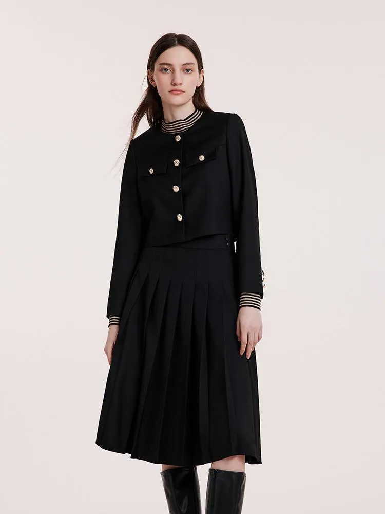 Black College Style Short Women Jacket And Skirt Set sold by Goelia product image thumbnail 4