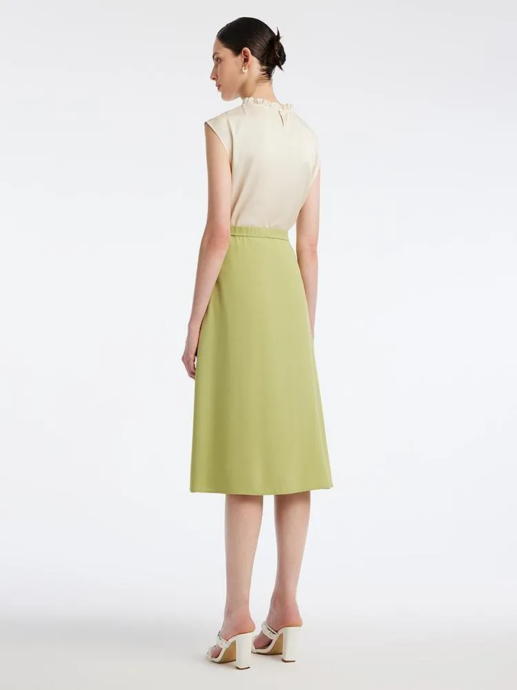 Light Green Tea Acetate Knee-Length Women Skirt sold by Goelia product image thumbnail 4