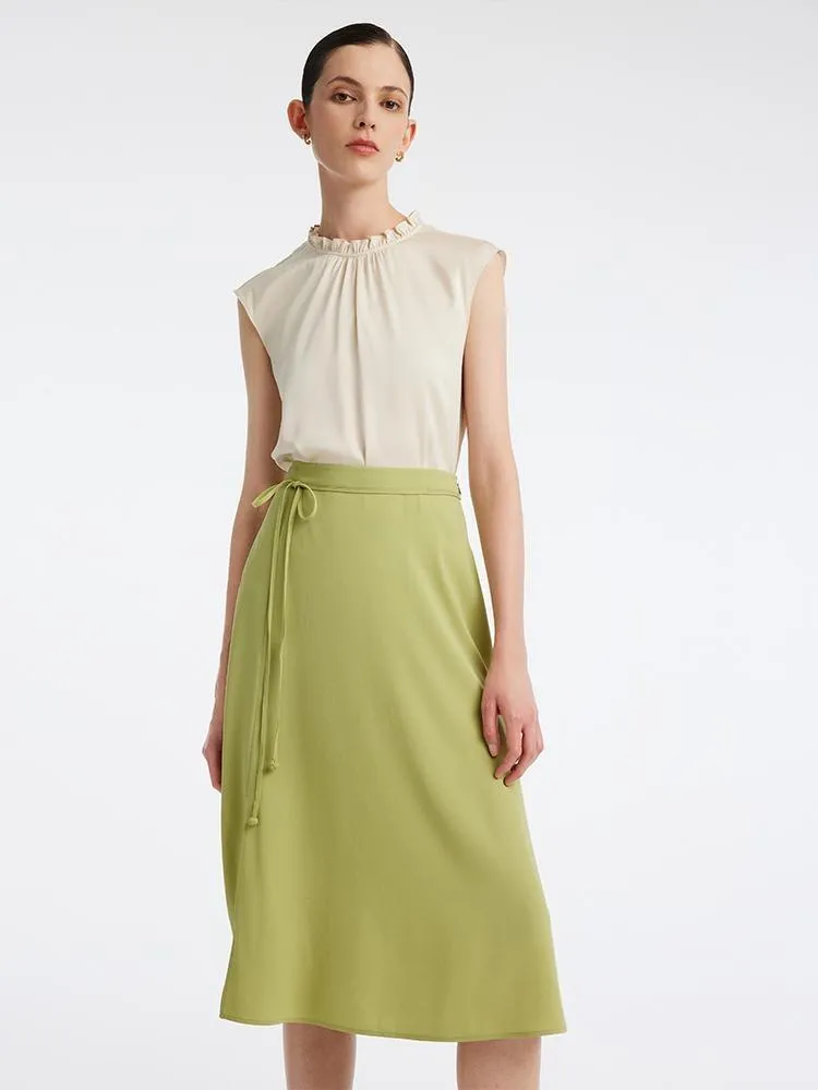 Light Green Tea Acetate Knee-Length Women Skirt sold by Goelia product image thumbnail 2