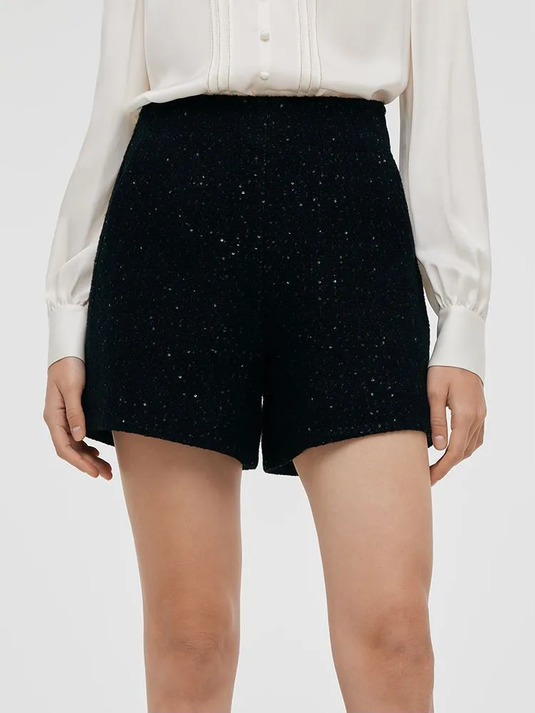 Wool Blend Sequins A-Line Women Shorts sold by Goelia