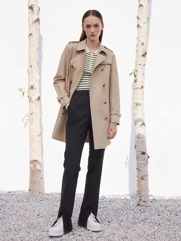Camel Double-Breasted Women Trench Coat sold by Goelia