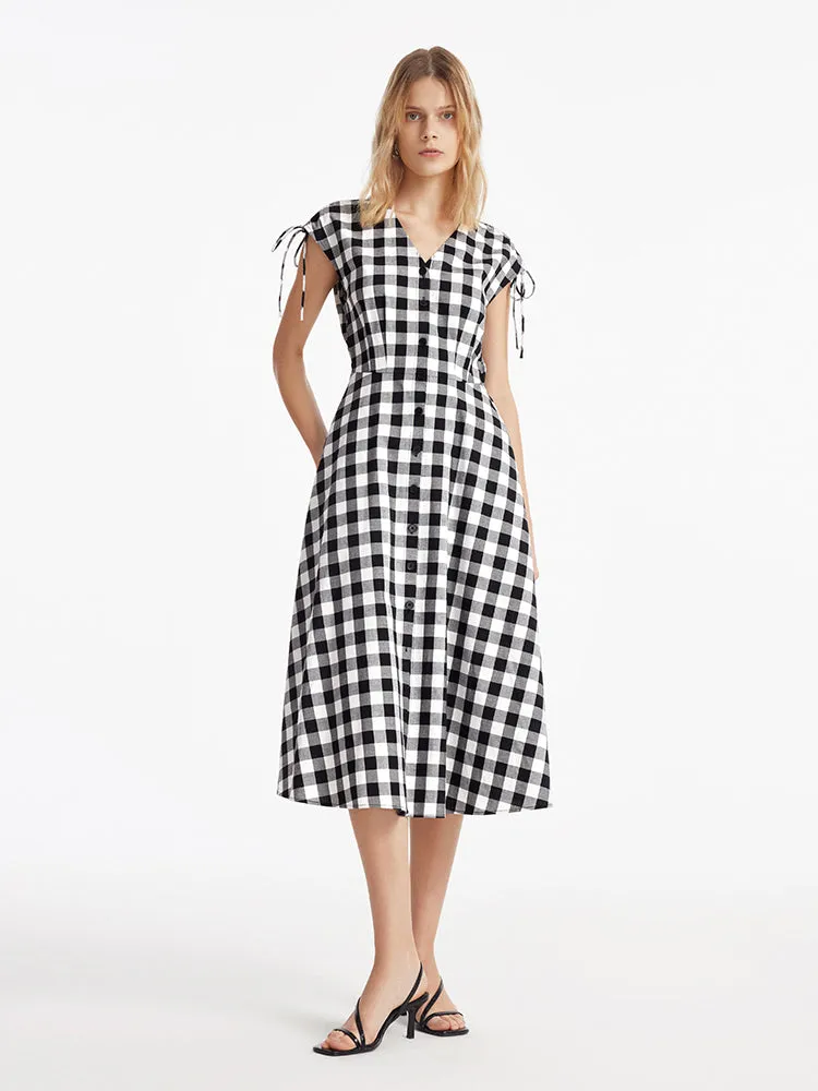 Gingham Single-Breasted Women Midi Dress sold by Goelia product image thumbnail 2