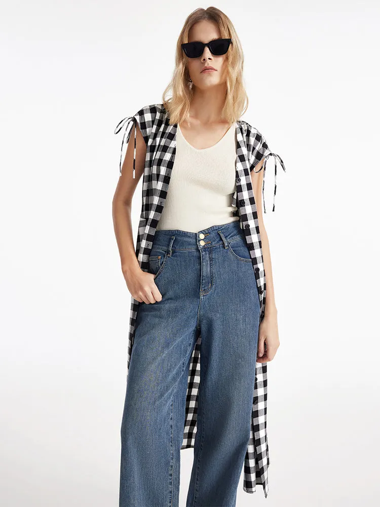 Gingham Single-Breasted Women Midi Dress sold by Goelia product image thumbnail 5