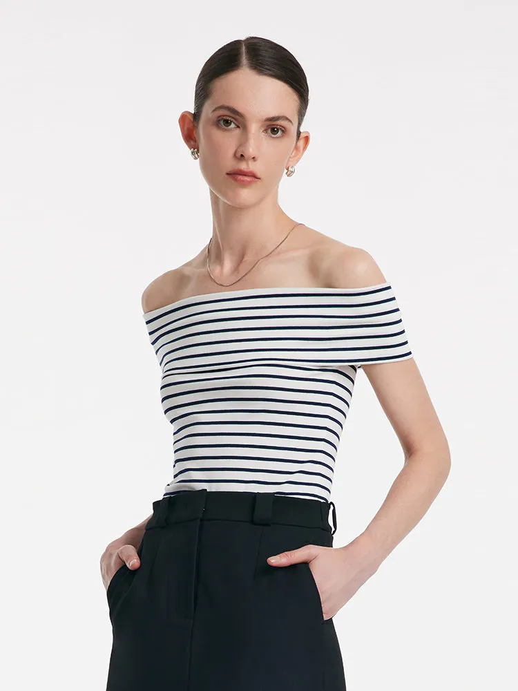 Off Shoulder Striped Slim Top sold by Goelia product image thumbnail 5