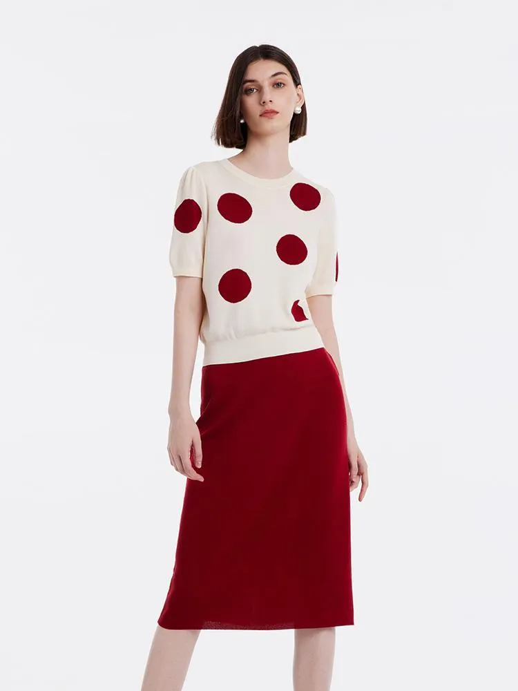 Tencel Jacquard Knitted Top And Women Skirt Two-piece Set sold by Goelia