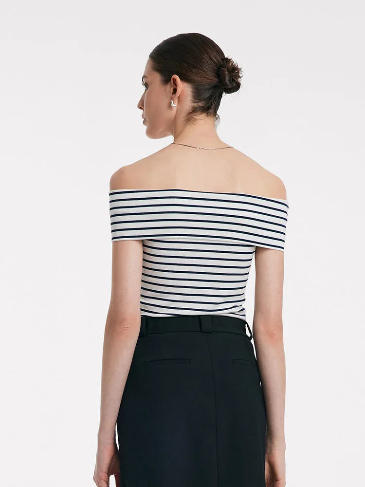 Off Shoulder Striped Slim Top sold by Goelia product image thumbnail 3