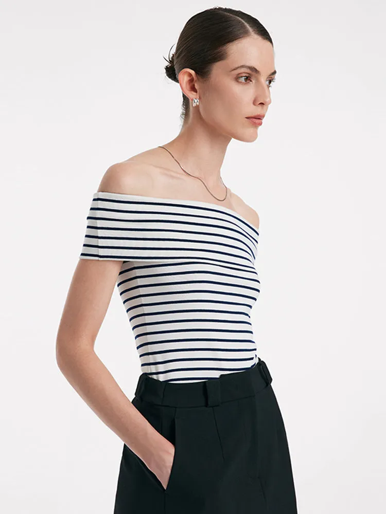 Off Shoulder Striped Slim Top sold by Goelia product image thumbnail 4