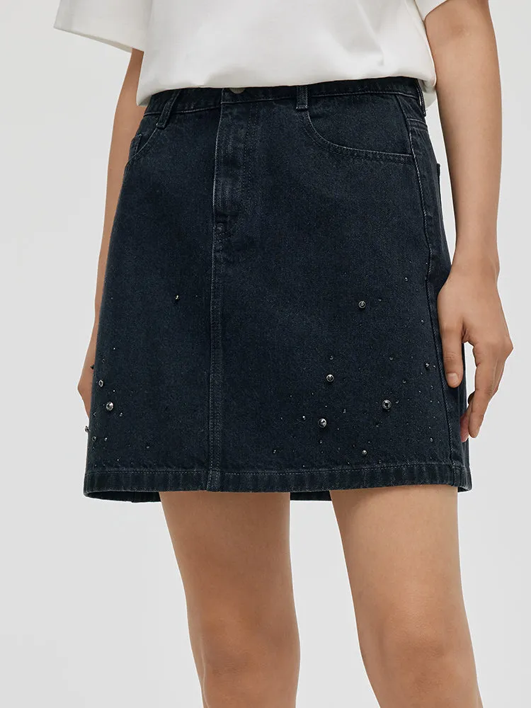 Denim Rhinestone Women Skirt sold by Goelia product image thumbnail 4