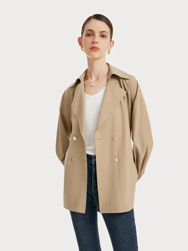 Machine Washable Silk And Woolen Short Women Trench Coat With Belt sold by Goelia product image thumbnail 5