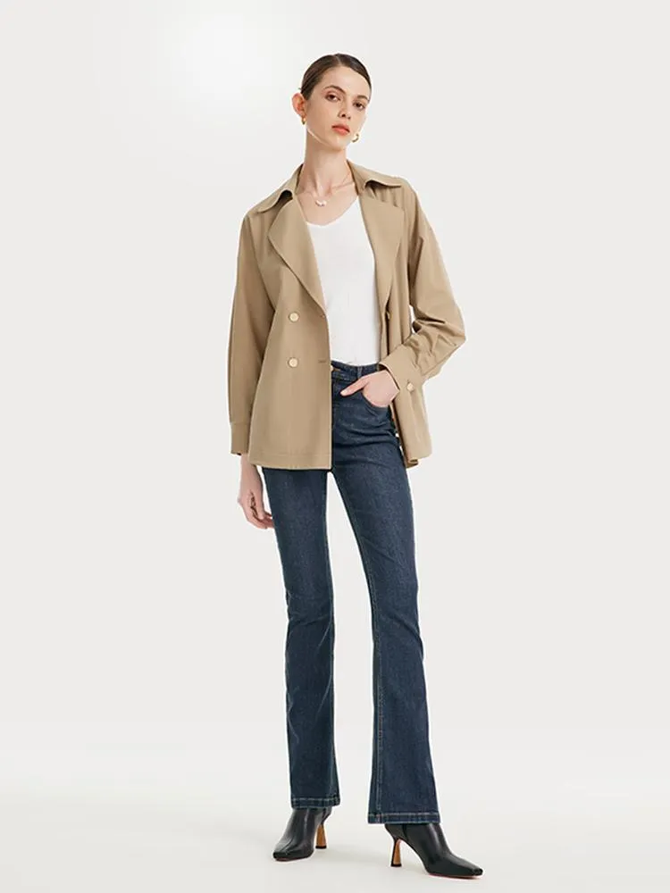 Machine Washable Silk And Woolen Short Women Trench Coat With Belt sold by Goelia product image thumbnail 2