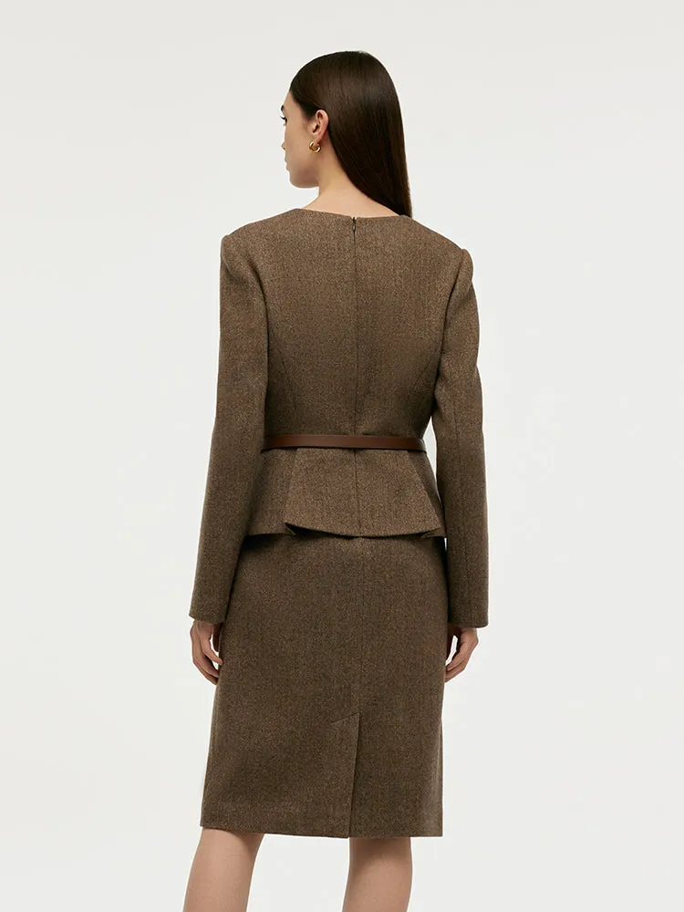 Washable Wool Faux-Layered Women Mini Dress With Belt sold by Goelia product image thumbnail 3