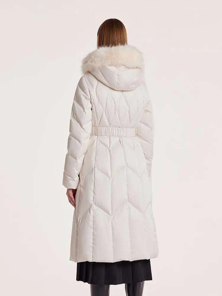 Gathered Waist Long Goose Down Garment With Faux-Fur Collar sold by Goelia product image thumbnail 5