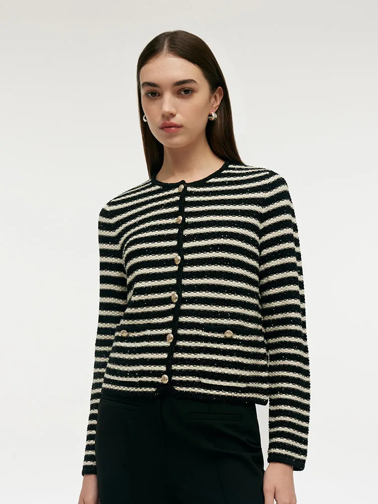 Black And White Stripe Women Cardigan sold by Goelia product image thumbnail 5