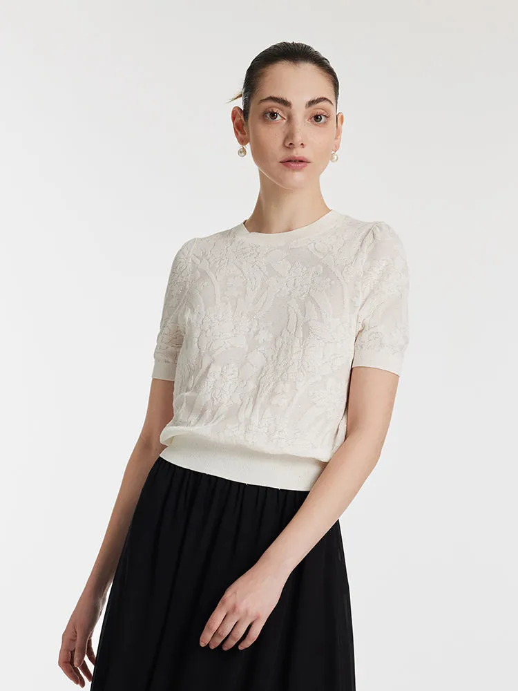 Iris Jacquard Sequins Round Neck Women Knit Top sold by Goelia product image thumbnail 3