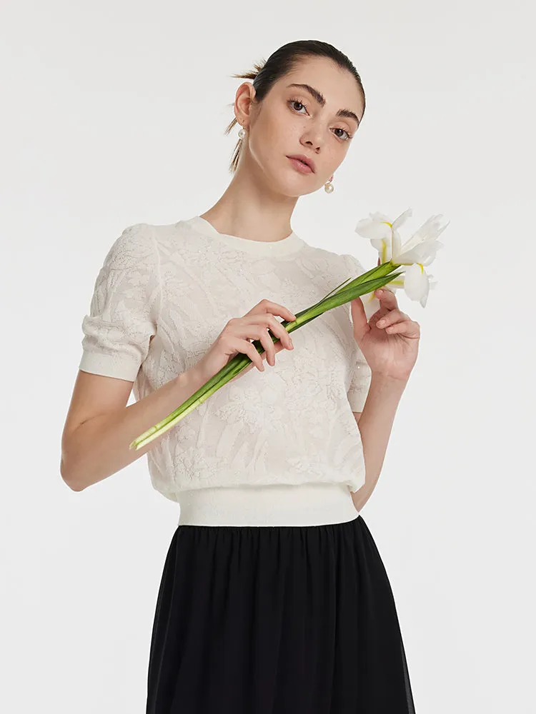 Iris Jacquard Sequins Round Neck Women Knit Top sold by Goelia product image thumbnail 4