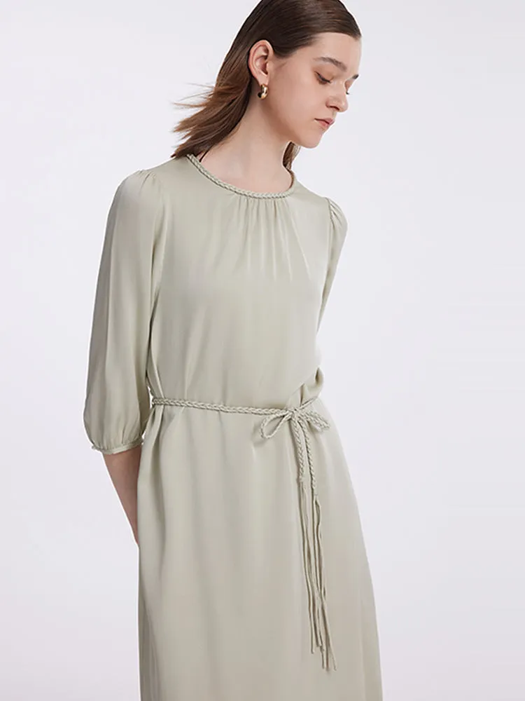 22 Momme Mulberry Silk Women Midi Dress With Rope Belt sold by Goelia product image thumbnail 5