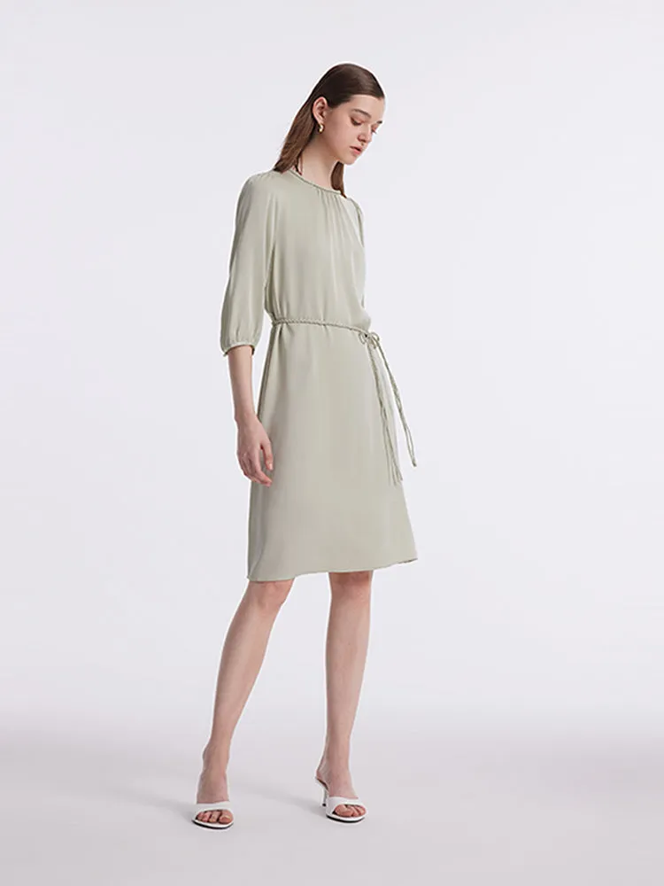 22 Momme Mulberry Silk Women Midi Dress With Rope Belt sold by Goelia product image thumbnail 2
