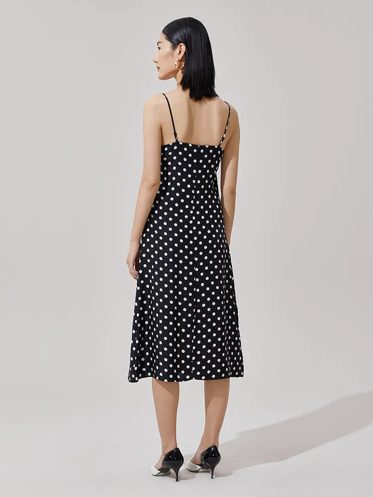 Silk Polka Dots Spaghetti Strap Maxi Dress sold by Goelia product image thumbnail 4