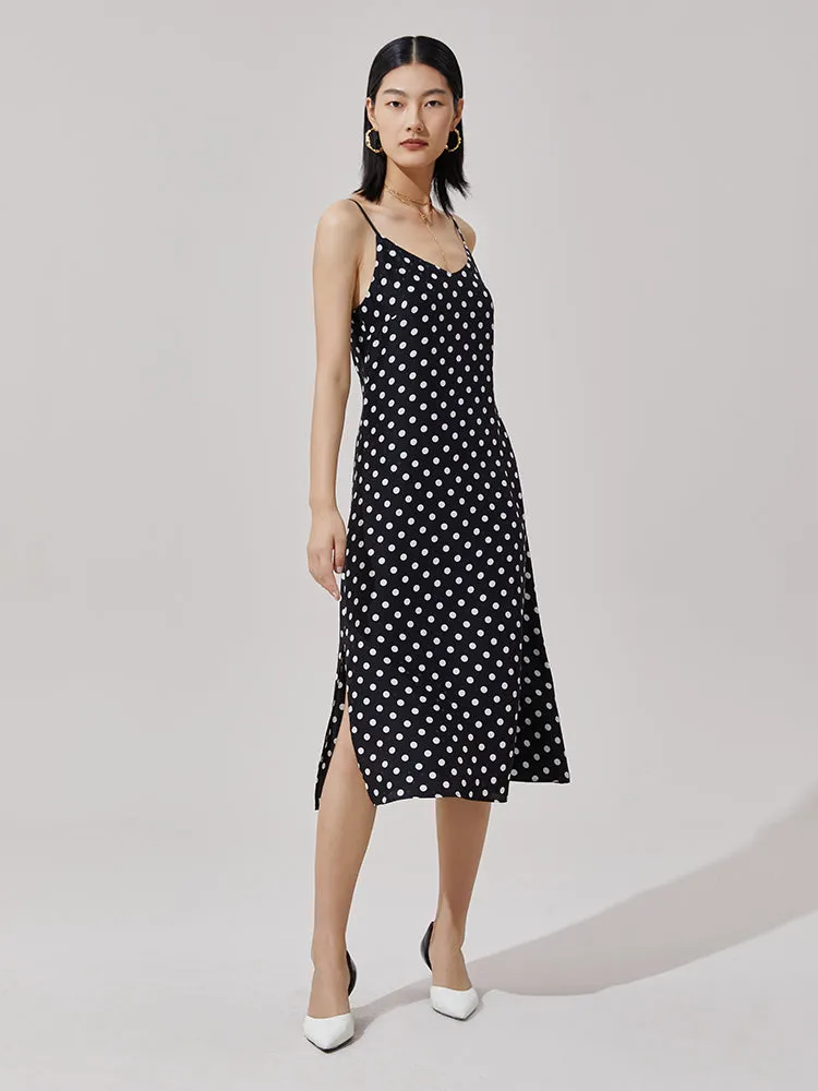 Silk Polka Dots Spaghetti Strap Maxi Dress sold by Goelia product image thumbnail 3
