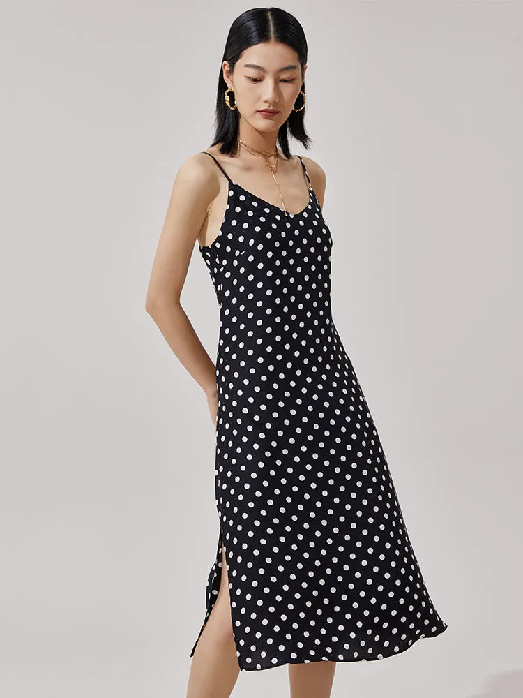 Silk Polka Dots Spaghetti Strap Maxi Dress sold by Goelia product image thumbnail 2