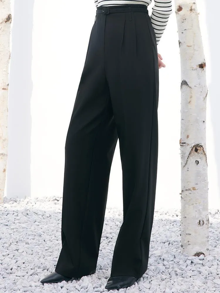 Black Straight Full Length Pants sold by Goelia