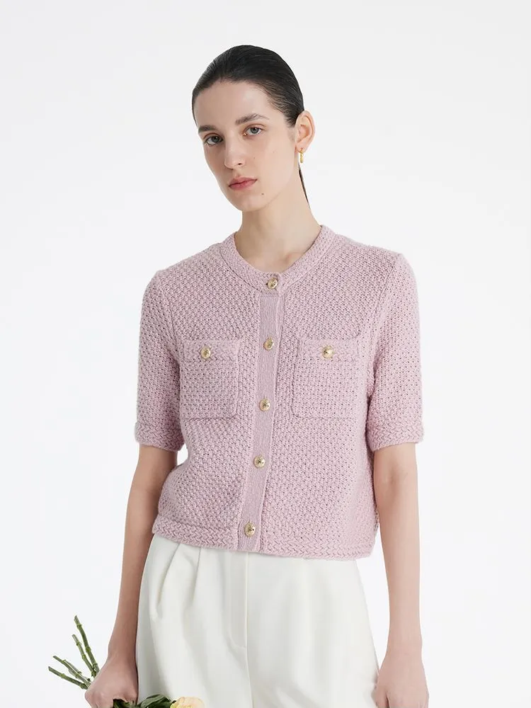 Openwork Round Neck Knitted Women Cardigan sold by Goelia product image thumbnail 4