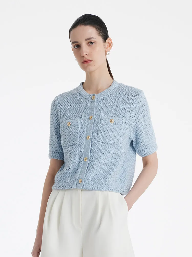 Openwork Round Neck Knitted Women Cardigan sold by Goelia product image thumbnail 3