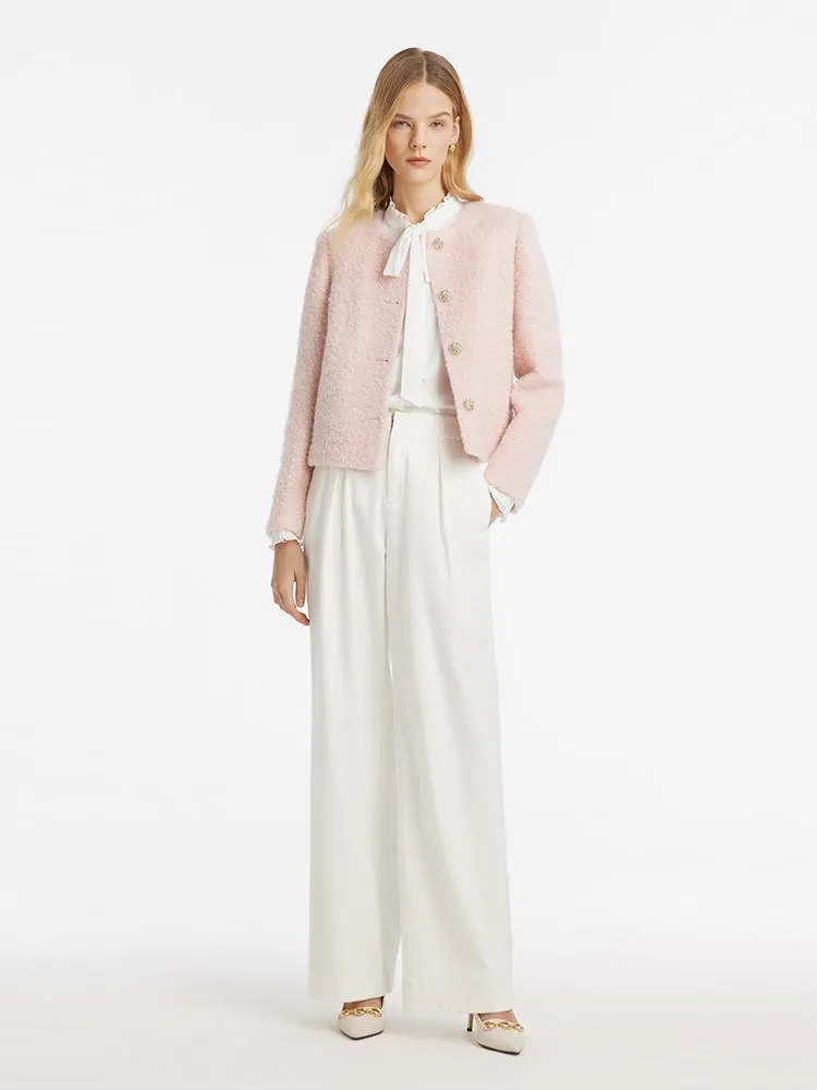 Wool-Blend Single-Breasted Women Crop Jacket sold by Goelia product image thumbnail 2