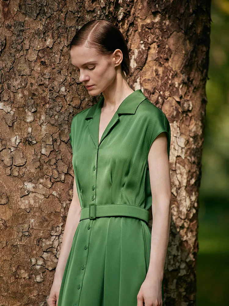 22 Momme Mulberry Silk Lapel Women Midi Dress With Belt sold by Goelia product image thumbnail 4