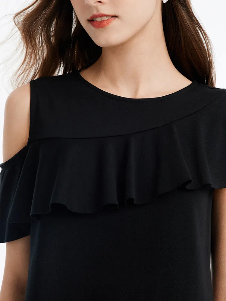 Asymmetrical Sleeve Knit Mini Dress sold by Goelia product image thumbnail 4