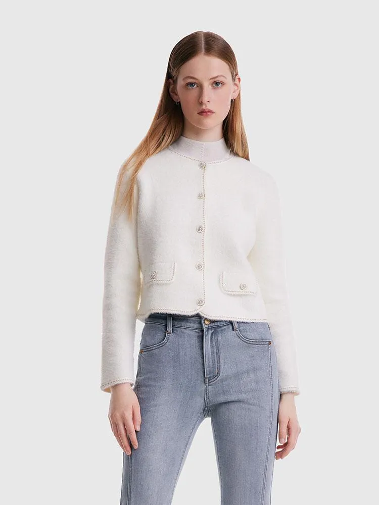 Mink-Like Round Neck Women Cardigan sold by Goelia