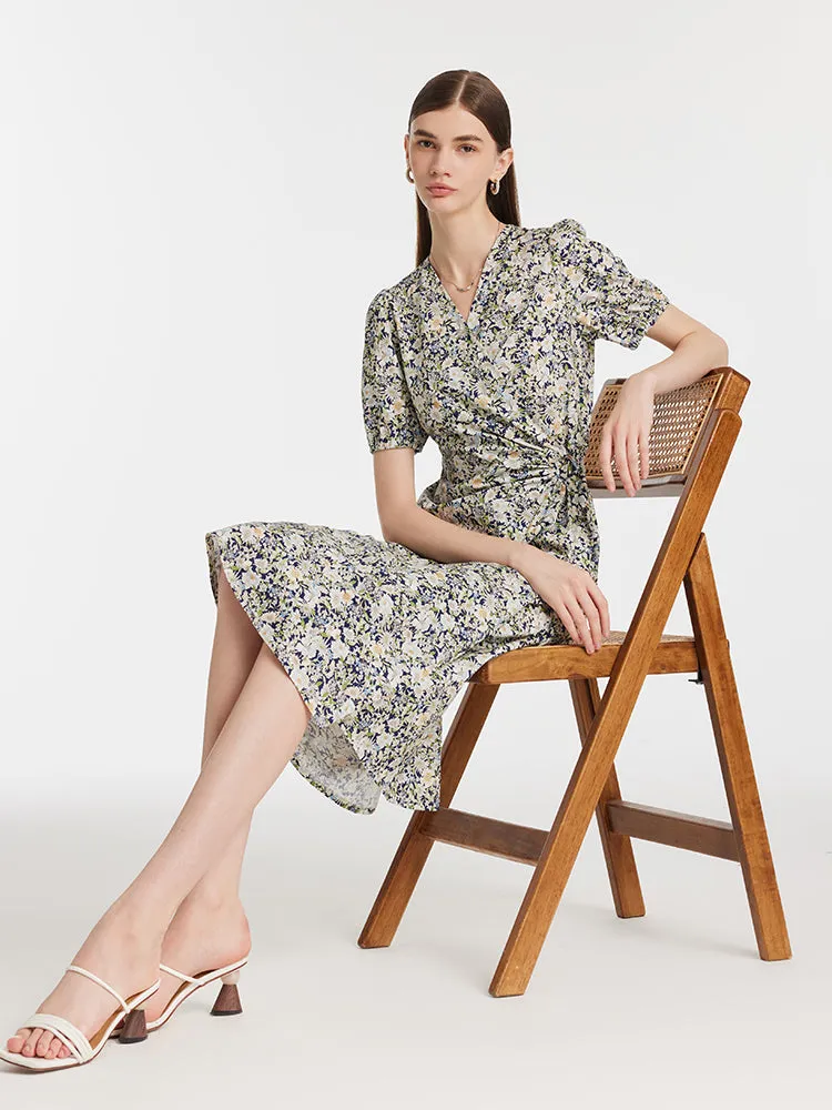 Floral Print Waist Twist Women Midi Dress sold by Goelia product image thumbnail 5