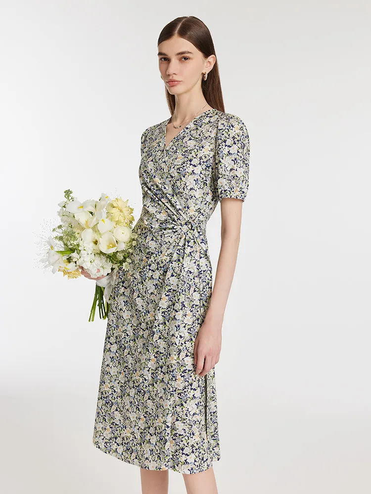 Floral Print Waist Twist Women Midi Dress sold by Goelia