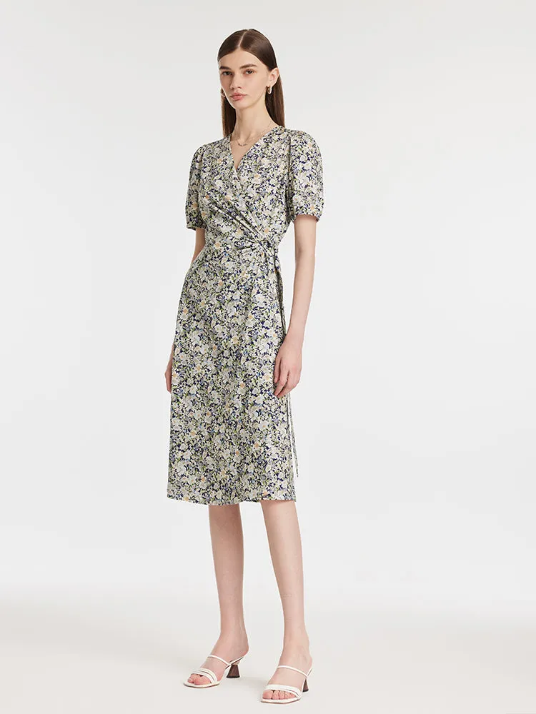 Floral Print Waist Twist Women Midi Dress sold by Goelia product image thumbnail 3