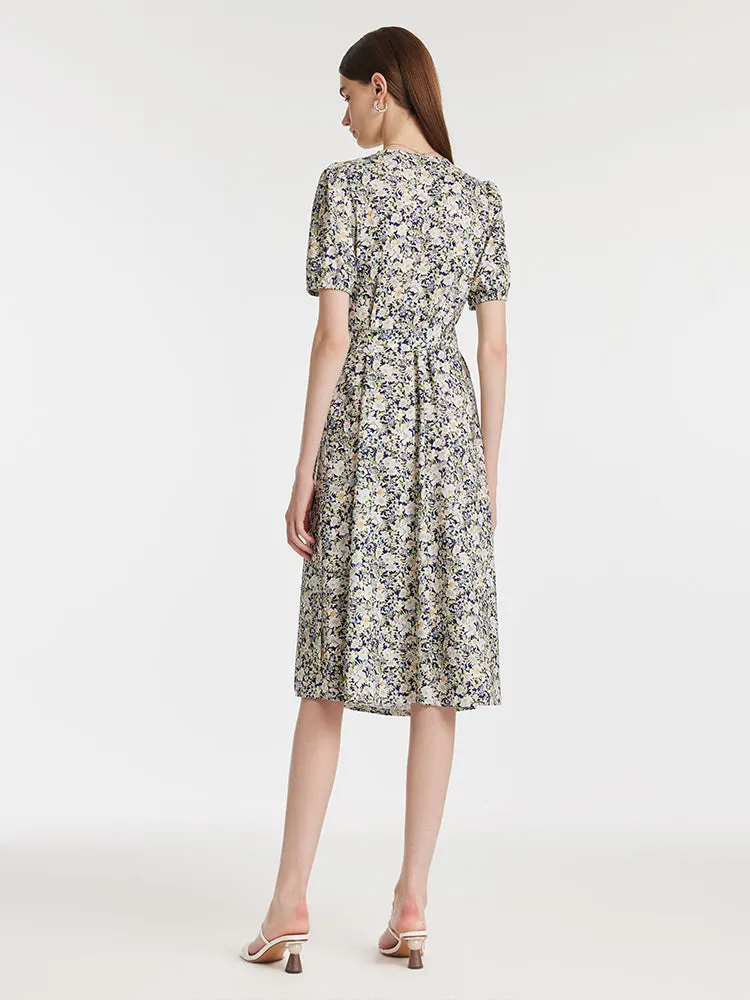 Floral Print Waist Twist Women Midi Dress sold by Goelia product image thumbnail 4