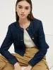 Round Neck Women Crop Denim Jacket sold by Goelia