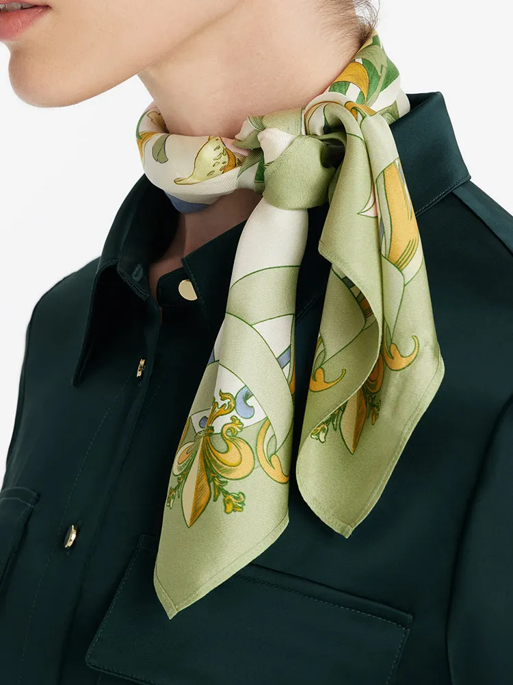 Iris Printed 60 Square 14 Momme Mulberry Silk Scarf sold by Goelia product image thumbnail 5