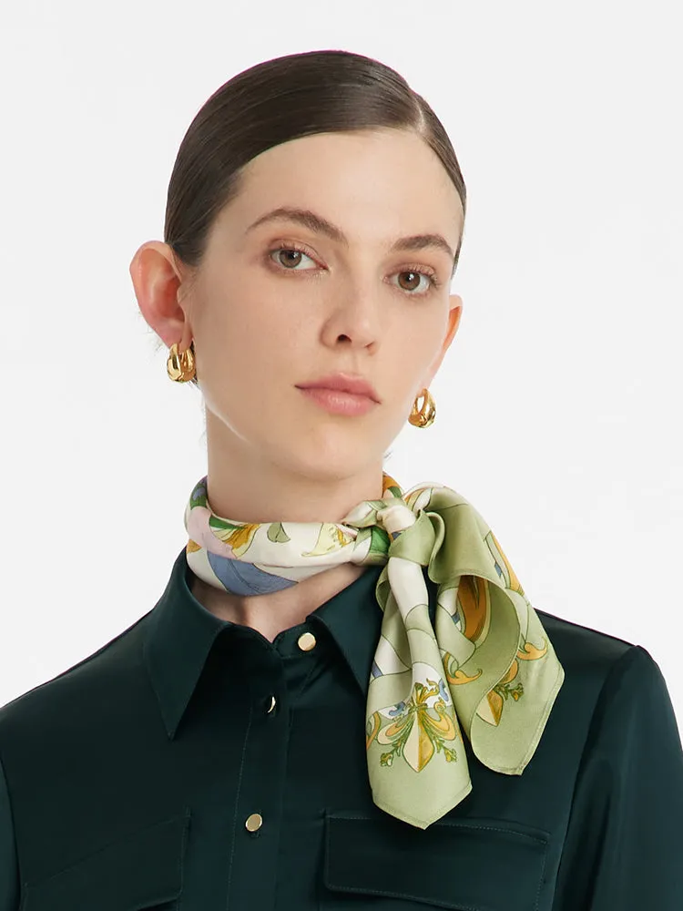 Iris Printed 60 Square 14 Momme Mulberry Silk Scarf sold by Goelia product image thumbnail 4