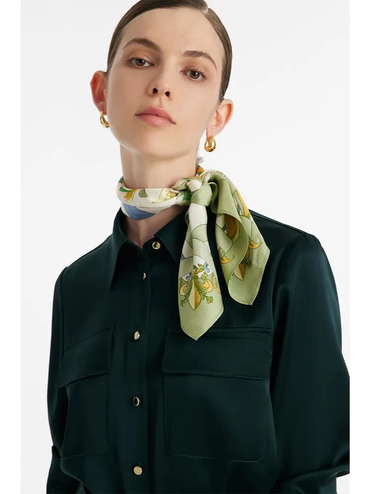 Iris Printed 60 Square 14 Momme Mulberry Silk Scarf sold by Goelia product image thumbnail 3