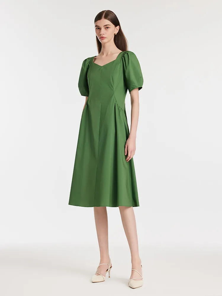 Square Neck Puff Sleeves Women Midi Dress sold by Goelia product image thumbnail 3
