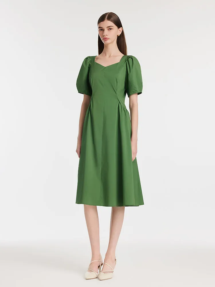 Square Neck Puff Sleeves Women Midi Dress sold by Goelia product image thumbnail 2