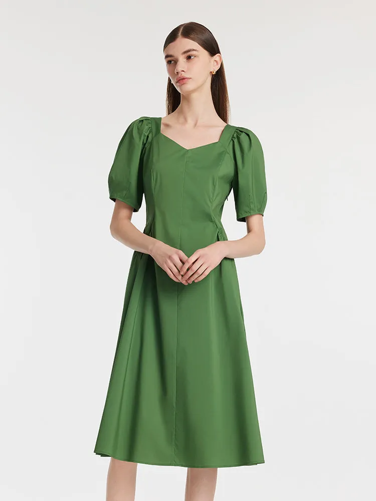 Square Neck Puff Sleeves Women Midi Dress sold by Goelia product image thumbnail 5