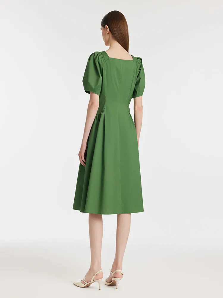 Square Neck Puff Sleeves Women Midi Dress sold by Goelia product image thumbnail 4